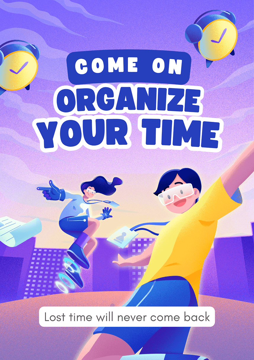 Blue and Purple Illustration Quote Poster in animation
