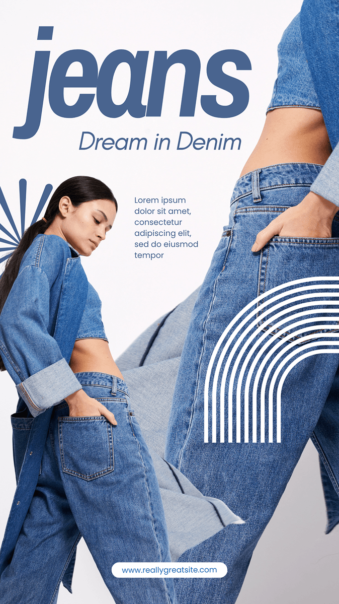 Blue and White Simple Modern Fashion Jeans Instagram Story